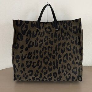Clare V Olive and Black Leopard Print Tote